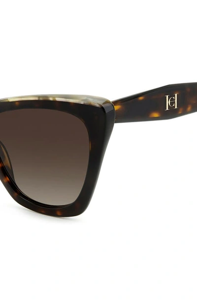 Shop Carolina Herrera 55mm Cat Eye Sunglasses In Havana White/ Brown Gradient
