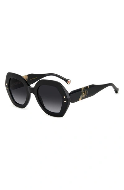 Shop Carolina Herrera 52mm Square Sunglasses In Black Havana/ Grey Shaded