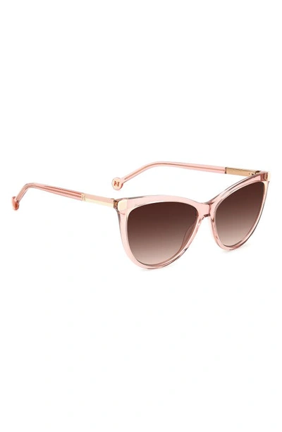 Shop Carolina Herrera 57mm Cat Eye Sunglasses In Nude White/ Brown Gradient