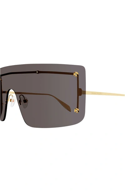 Shop Alexander Mcqueen 99mm Shield Sunglasses In Gold
