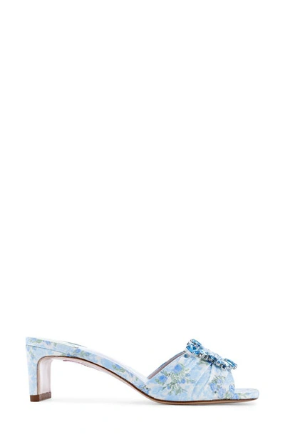 Shop Sophia Webster X Loveshackfancy Margaux Crystal Embellished Slide Sandal In Gilded Garden Rose Baby Blue