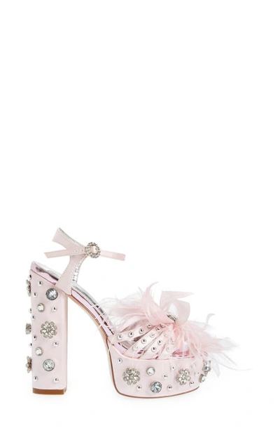 Shop Azalea Wang Kiki Feather Embellished Platform Sandal In Pink