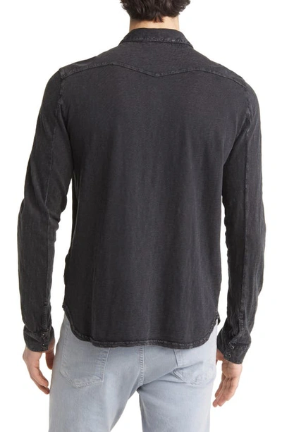 John Varvatos Arvon Cotton Snap-up Western Shirt In Mineral Blk