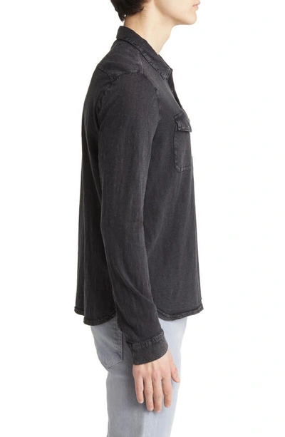 John Varvatos Arvon Cotton Snap-up Western Shirt In Mineral Blk