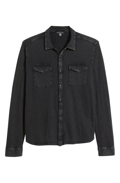 Shop John Varvatos Arvon Cotton Snap-up Western Shirt In Mineral Blk