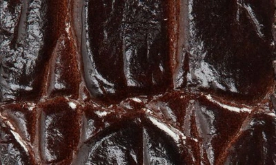 Shop Saint Laurent Croc Embossed Leather Belt In Pine Brown