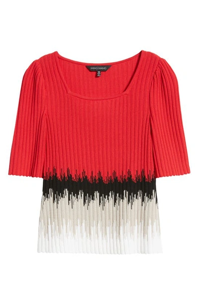 Shop Ming Wang Rib Ombré Tunic In P Red/lm/bwh