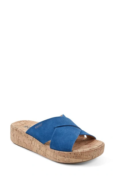 Shop Earth ® Scout Platform Slide Sandal In Dark Blue