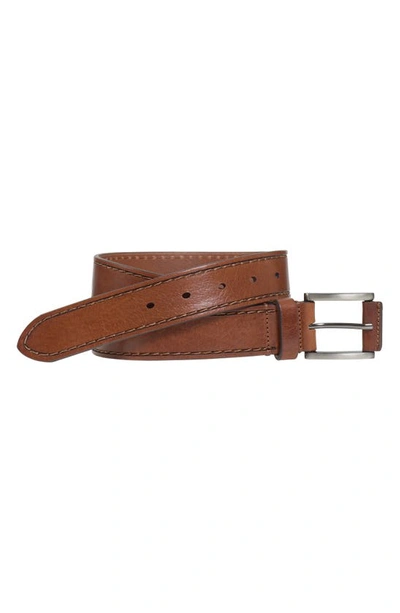 Shop Johnston & Murphy Laser Topstitched Leather Belt In Tan