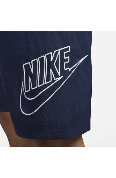 Shop Nike Sportswear Alumni Nylon Shorts In Midnight Navy/ White