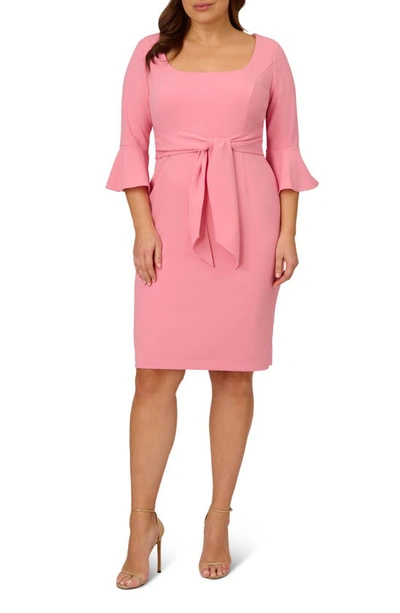 Shop Adrianna Papell Tie Front Sheath Dress In Faded Rose