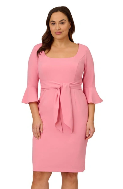 Shop Adrianna Papell Tie Front Sheath Dress In Faded Rose