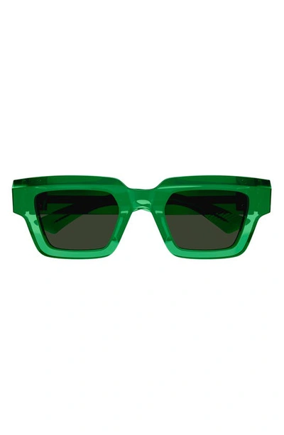 Shop Bottega Veneta 49mm Rectangular Sunglasses In Green