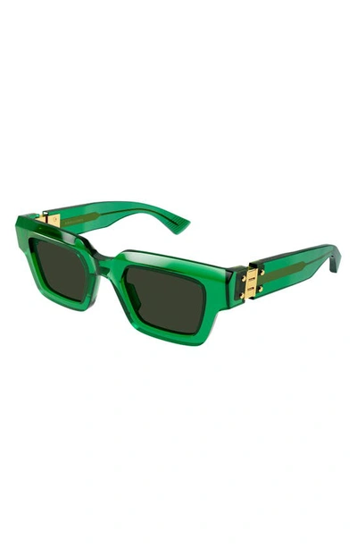 Shop Bottega Veneta 49mm Rectangular Sunglasses In Green