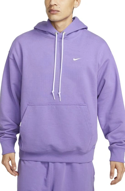 Shop Nike Solo Swoosh Flat Fleece Hoodie In Space Purple/ White