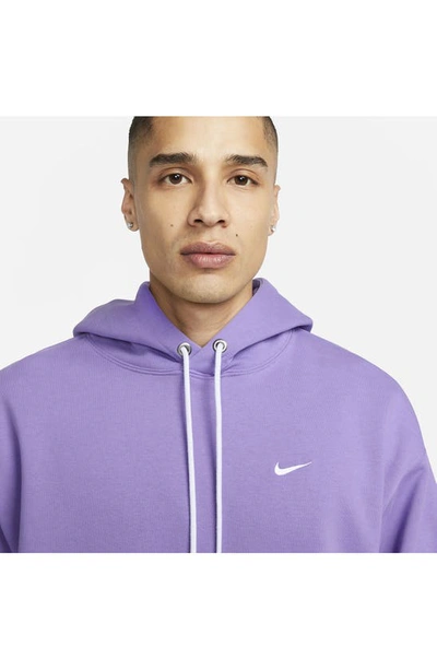 Shop Nike Solo Swoosh Flat Fleece Hoodie In Space Purple/ White