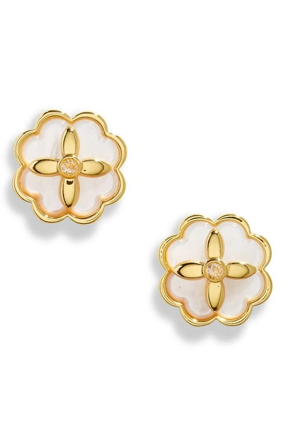 Shop Kate Spade Heritage Bloom Stud Earrings In Cream/ Gold