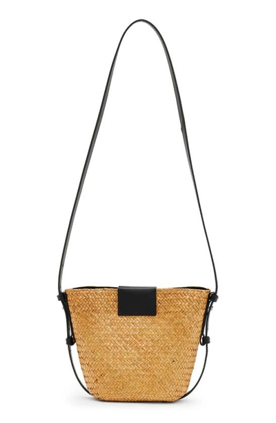 Allsaints Ebro Woven Straw Cross Body Bag In Natural