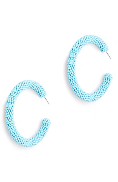 Shop Deepa Gurnani Zaria Beaded Hoop Earrings In Baby Blue