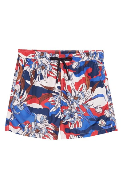 Moncler Multicolor Floral Swim Shorts In Multicoloured