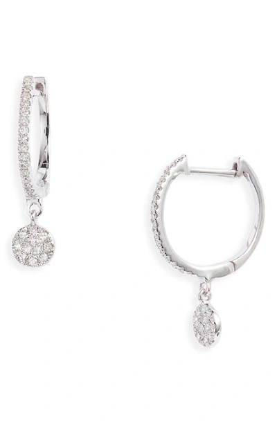 Shop Meira T Diamond Disc Drop Huggie Hoop Earrings In Silver