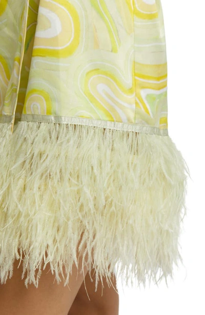 Shop Rya Collection Swan Charmeuse & Ostrich Feather Wrap In Brigitte Print