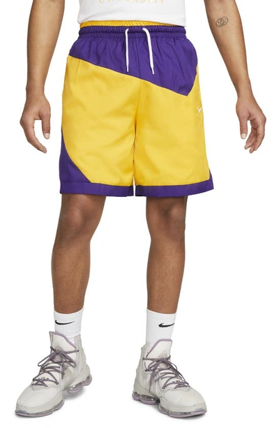 Shop Nike Dna Tie Waist Shorts In Court Purple/ University Gold