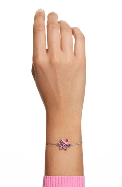 Shop Swarovski Gema Floral Pendant Bracelet In Pink