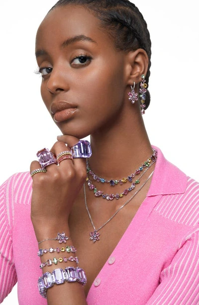Shop Swarovski Gema Floral Pendant Bracelet In Pink