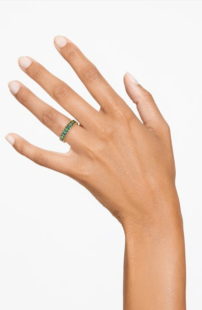 Swarovski Crystal Baguette Cut Green Matrix Ring In Green
