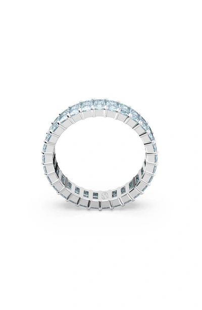 Swarovski Matrix Band Ring Rhodium Shiny Aquamarine In Blue