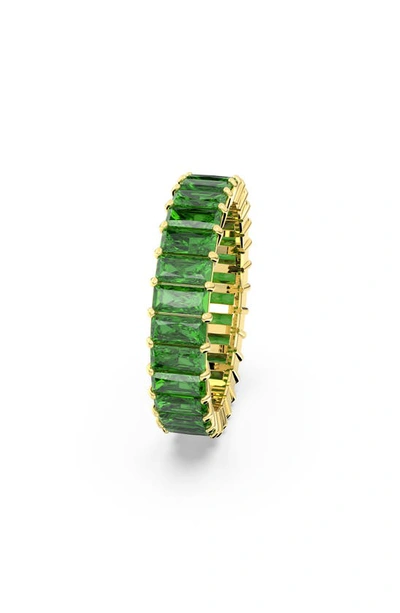 Swarovski Crystal Baguette Cut Green Matrix Ring In Green