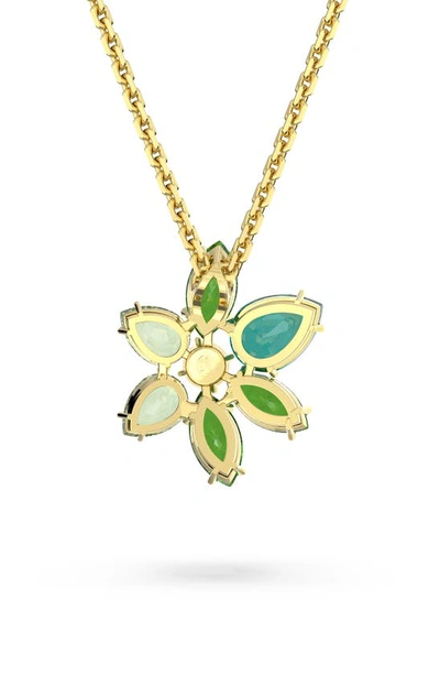 Shop Swarovski Gema Floral Pendant Necklace In Green