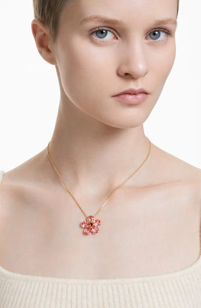 Swarovski Florere Pendant Gold Shiny Pink In Pink