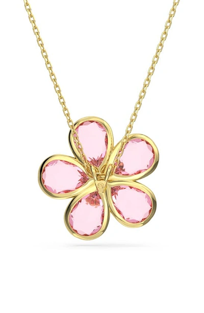 Swarovski Florere Pendant Gold Shiny Pink In Pink