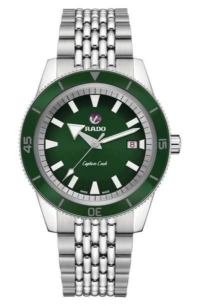 Rado Men's Swiss Automatic Hyperchrome Captain Cook Stainless Steel Bracelet Diver Watch 42mm In Stainless Steel