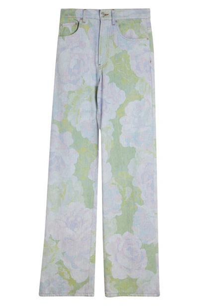 Shop Dries Van Noten Peyton Floral Print Denim Wide Leg Jeans In Lilac