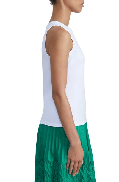 Lafayette 148 Swiss Cotton Rib Racerback Tank In White