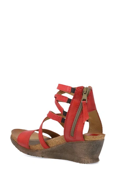 Miz Mooz Shay Strappy Wedge Sandal In Scarlet Leather