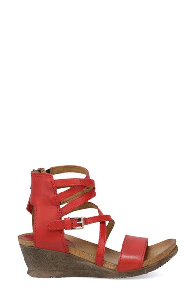 Miz Mooz Shay Strappy Wedge Sandal In Scarlet Leather