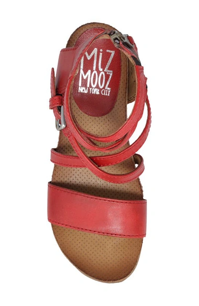 Miz Mooz Shay Strappy Wedge Sandal In Scarlet Leather