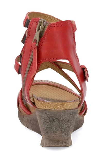 Miz Mooz Shay Strappy Wedge Sandal In Scarlet Leather