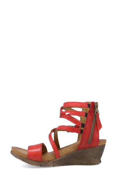 Miz Mooz Shay Strappy Wedge Sandal In Scarlet Leather
