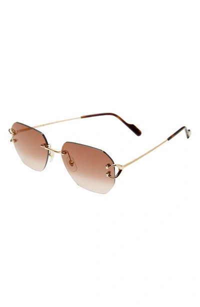 Shop Cartier 58mm Gradient Rectangular Sunglasses In Gold