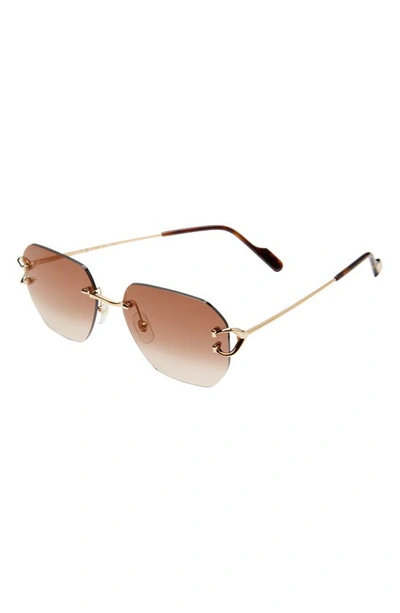 Cartier 58mm Gradient Rectangular Sunglasses In Gold