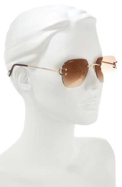 Shop Cartier 58mm Gradient Rectangular Sunglasses In Gold