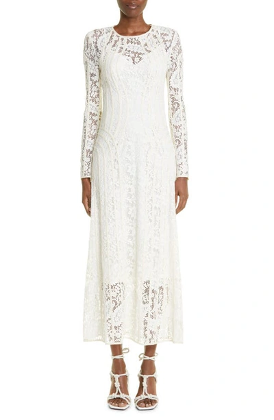 Shop Zimmermann Devi Long Sleeve Cotton Blend Lace Dress In Cream