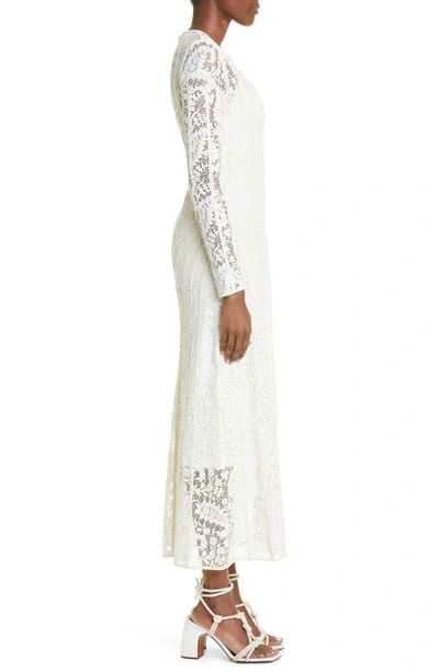 Shop Zimmermann Devi Long Sleeve Cotton Blend Lace Dress In Cream