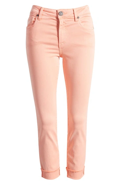 Shop Kut From The Kloth Amy Fray Hem Crop Skinny Jeans In Coral Pink