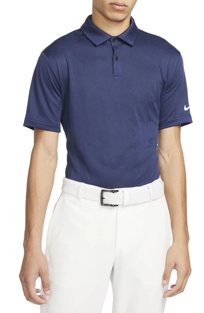 Shop Nike Dri-fit Tour Camo Jacquard Golf Polo In Midnight Navy/ White